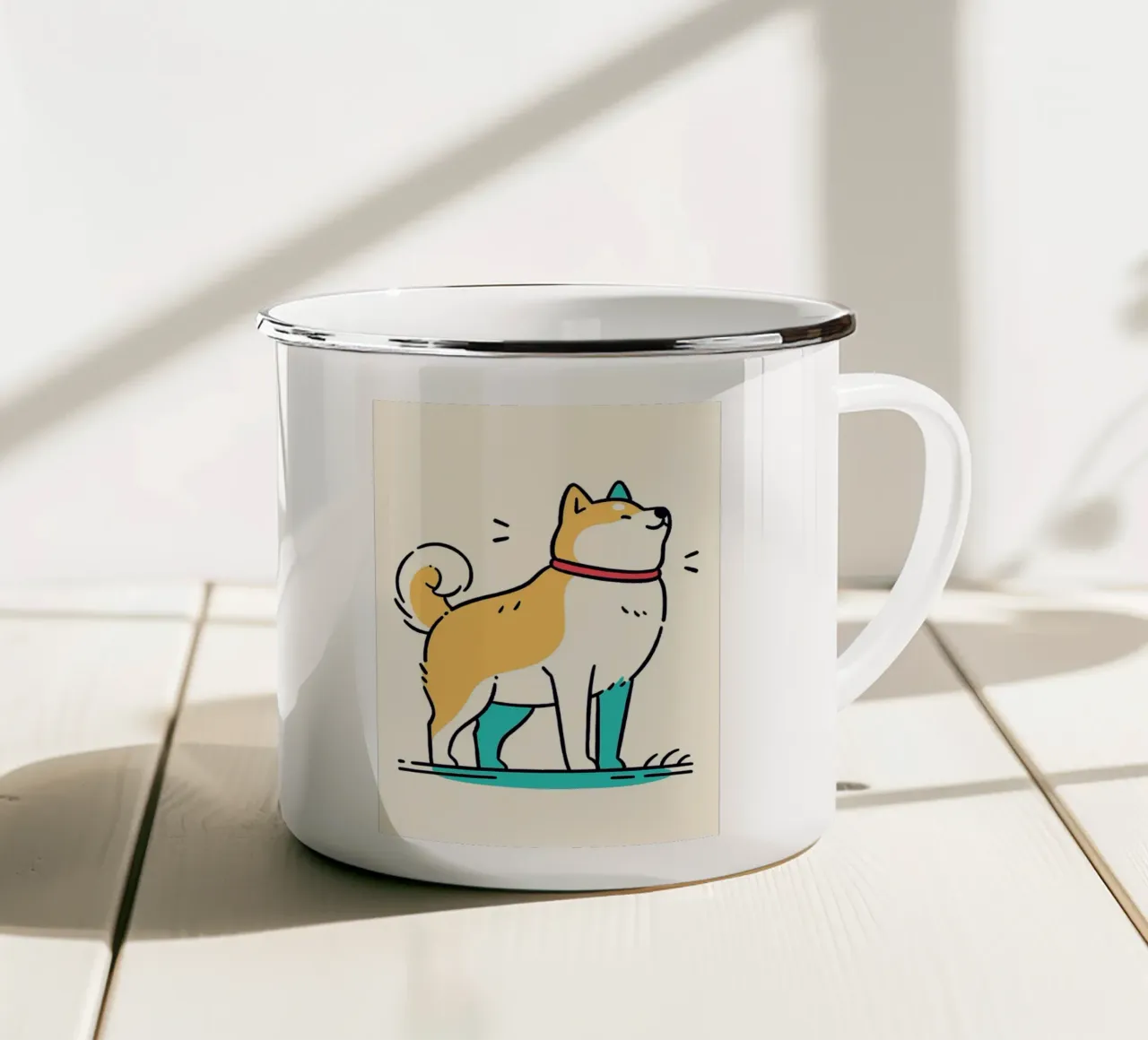 Shiba Inu felice tazza in smalto da Hannah Meyer