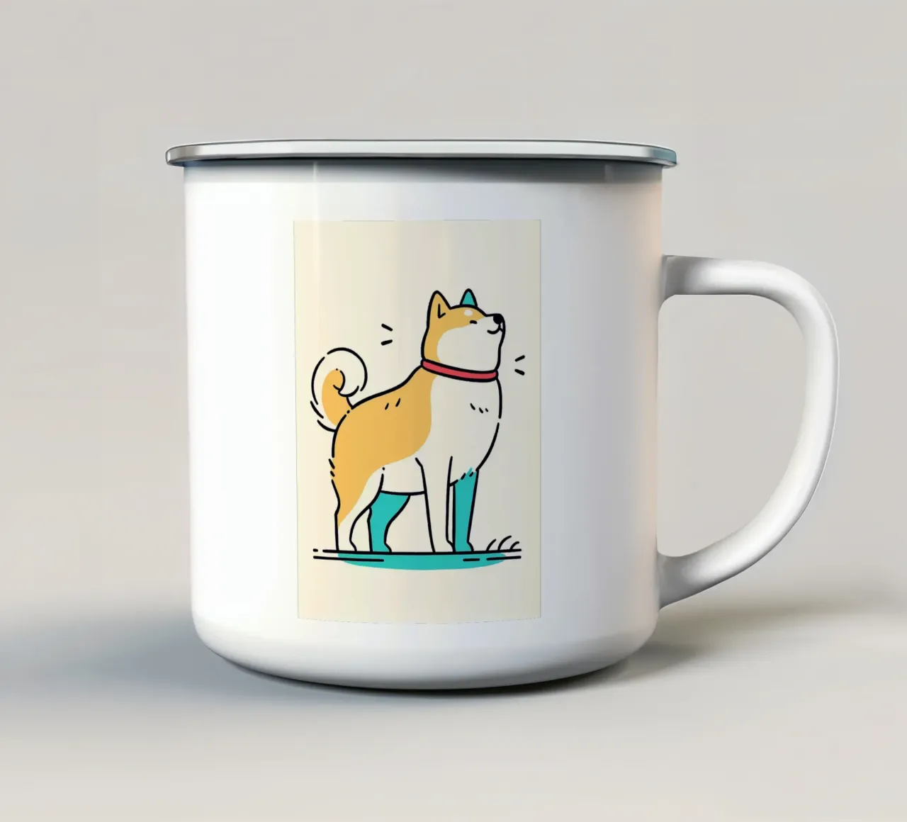 Shiba Inu felice tazza in smalto da Hannah Meyer