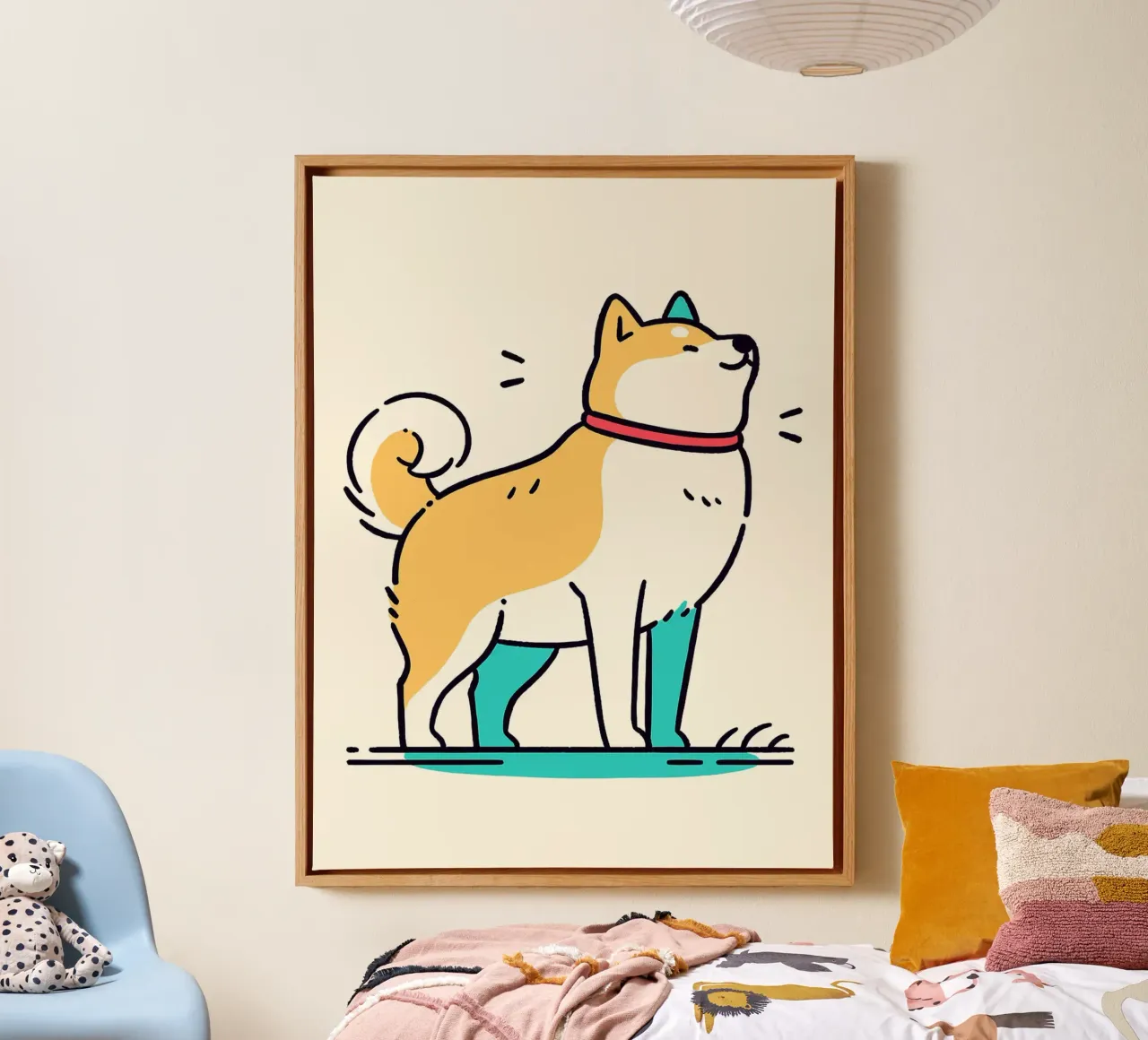 Shiba Inu felice tela con Cornice a cassetta da Hannah Meyer