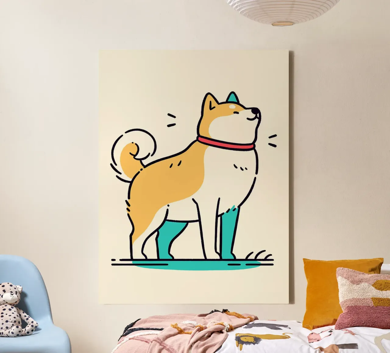 Shiba Inu felice tela con Cornice a cassetta da Hannah Meyer