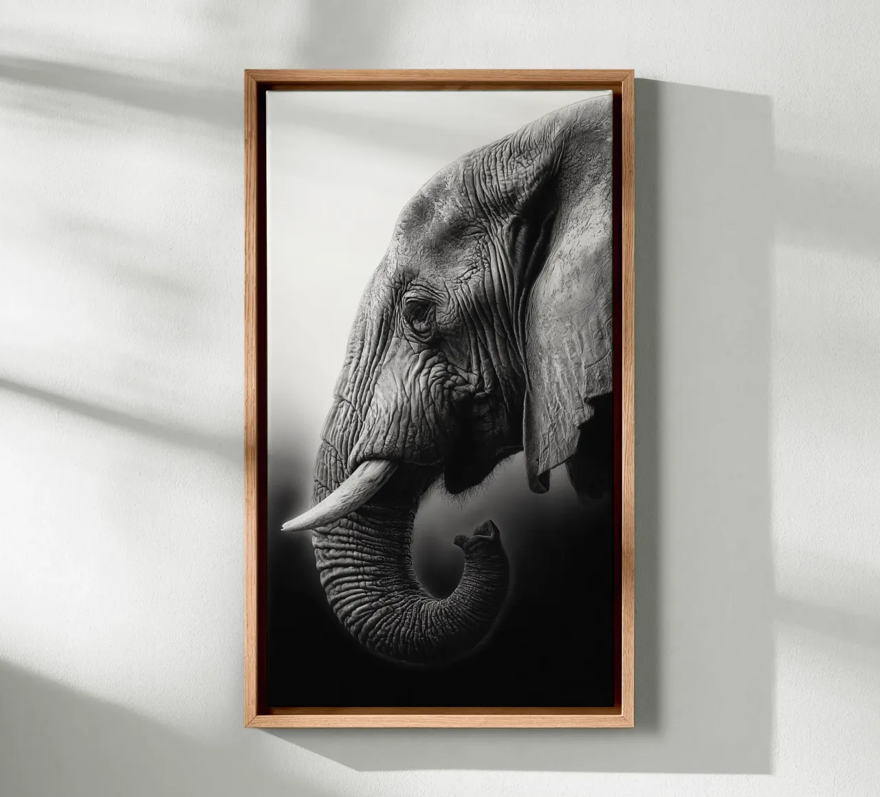 In the shadow of the elephant canvas with Floater frame by Carinaprint