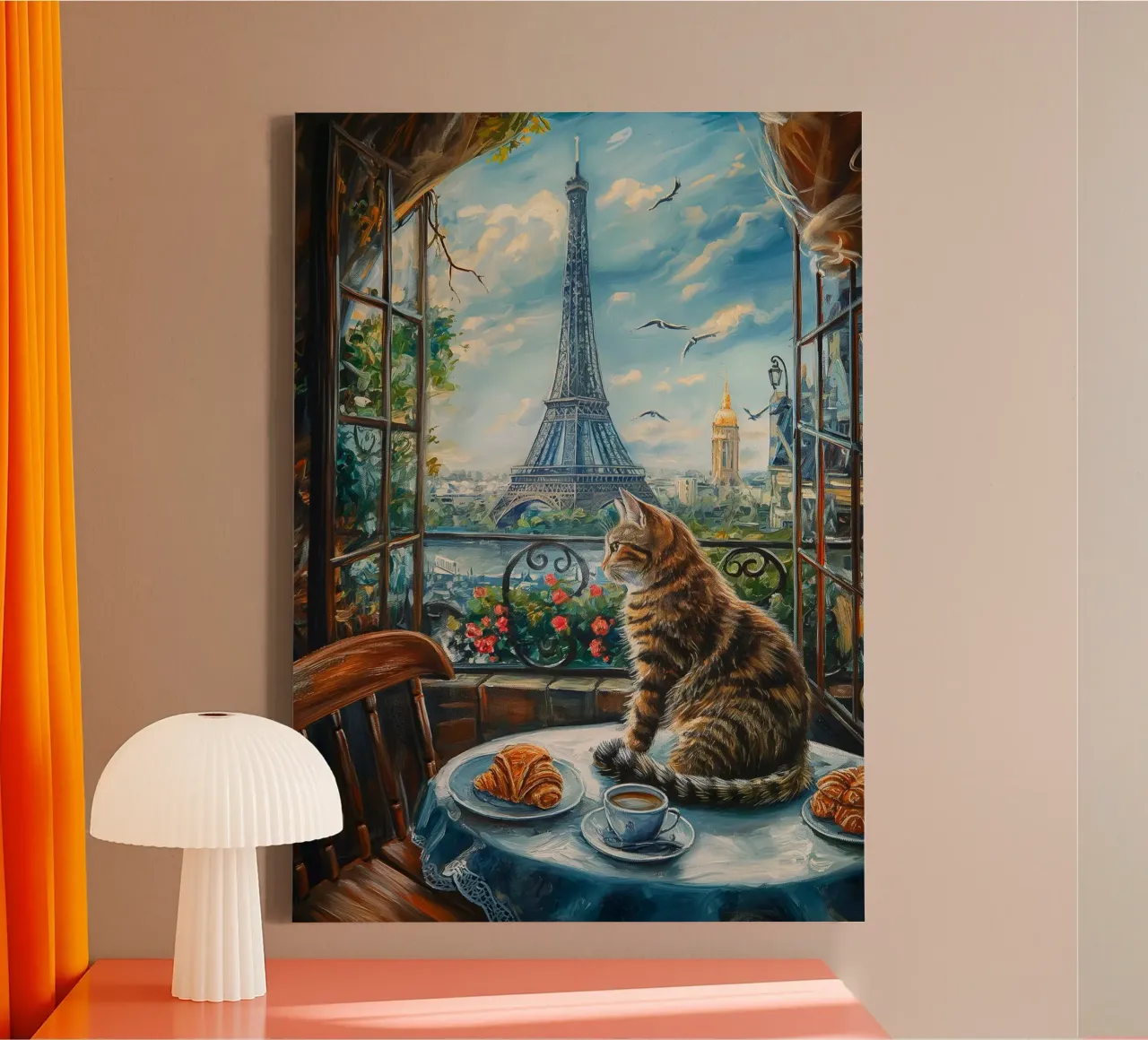 Parijs kattenontbijt canvas met Baklijst van Voxel Visionaries