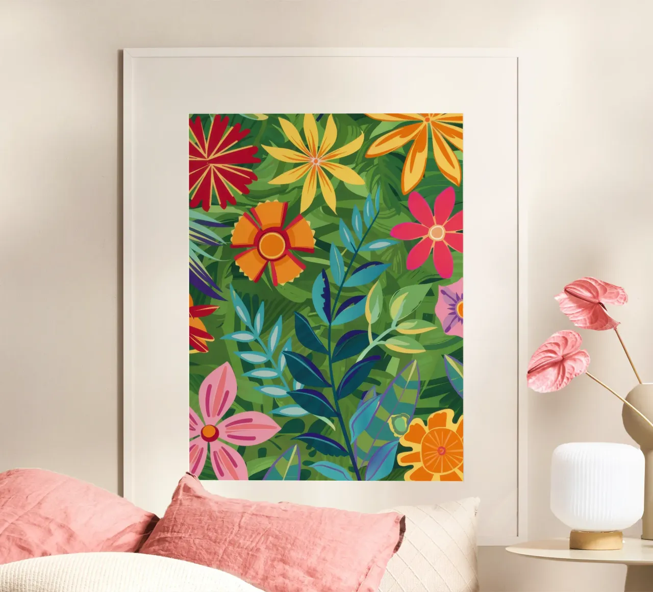 Semplice gioia in giardino poster con telaio in legno da Heaven Craft
