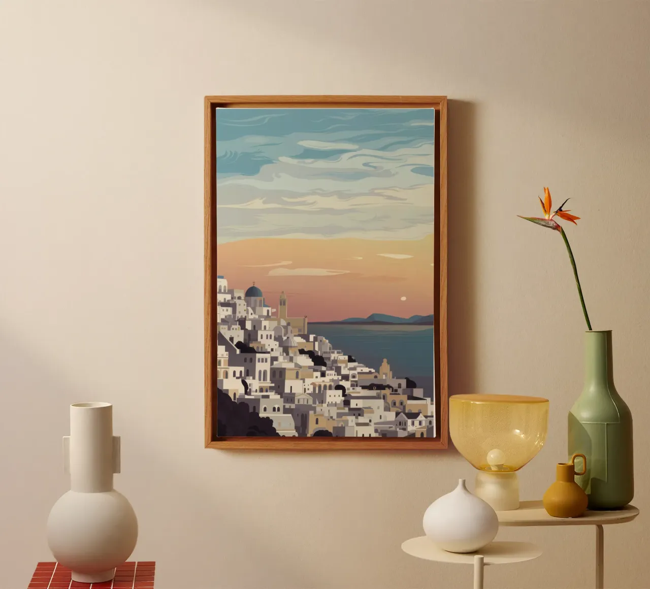 Serenità del tramonto greco tela con Cornice a cassetta da Echo Saber