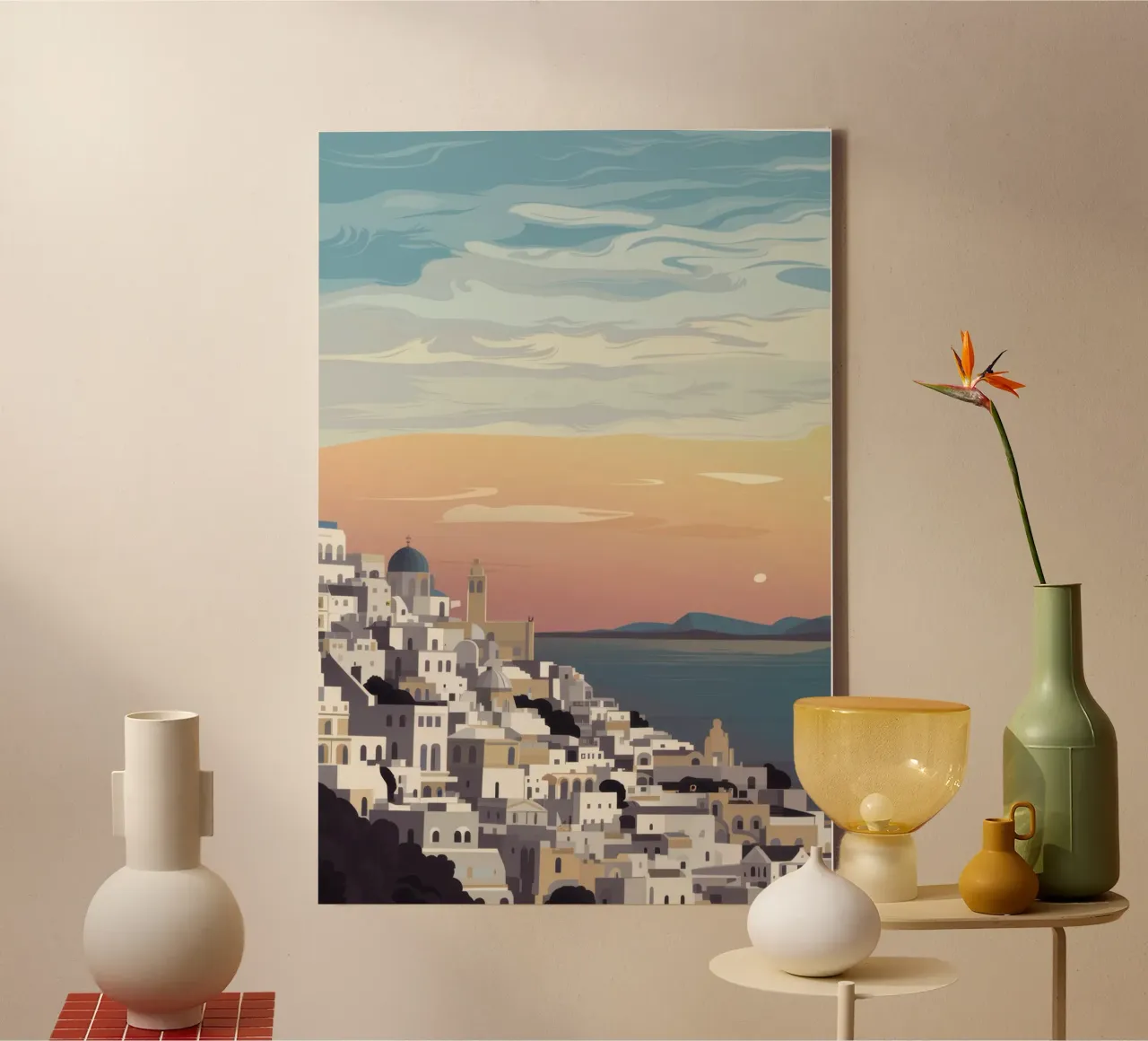 Serenità del tramonto greco tela con Cornice a cassetta da Echo Saber