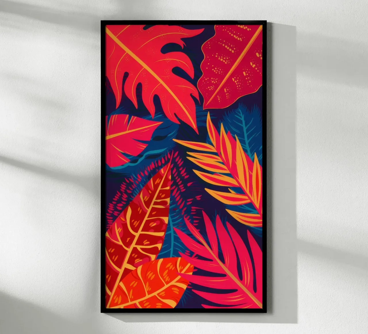 Calore della giungla cremisi poster con telaio in legno da Echo Saber