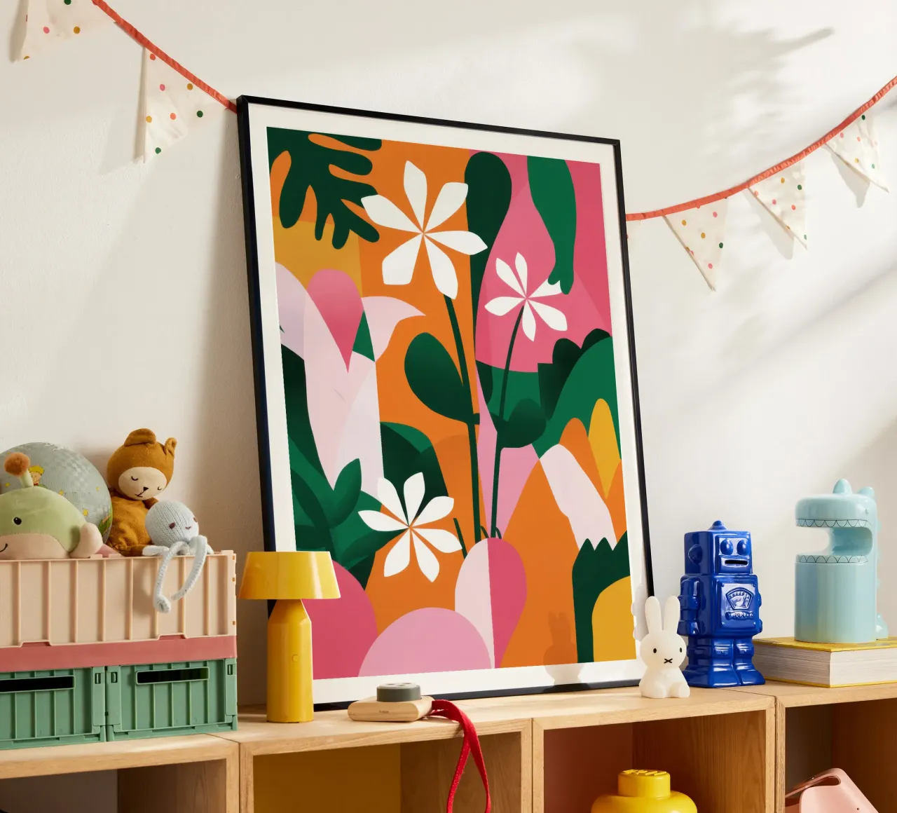 Fioritura del giardino di mezzanotte poster con telaio in plastica da Echo Saber