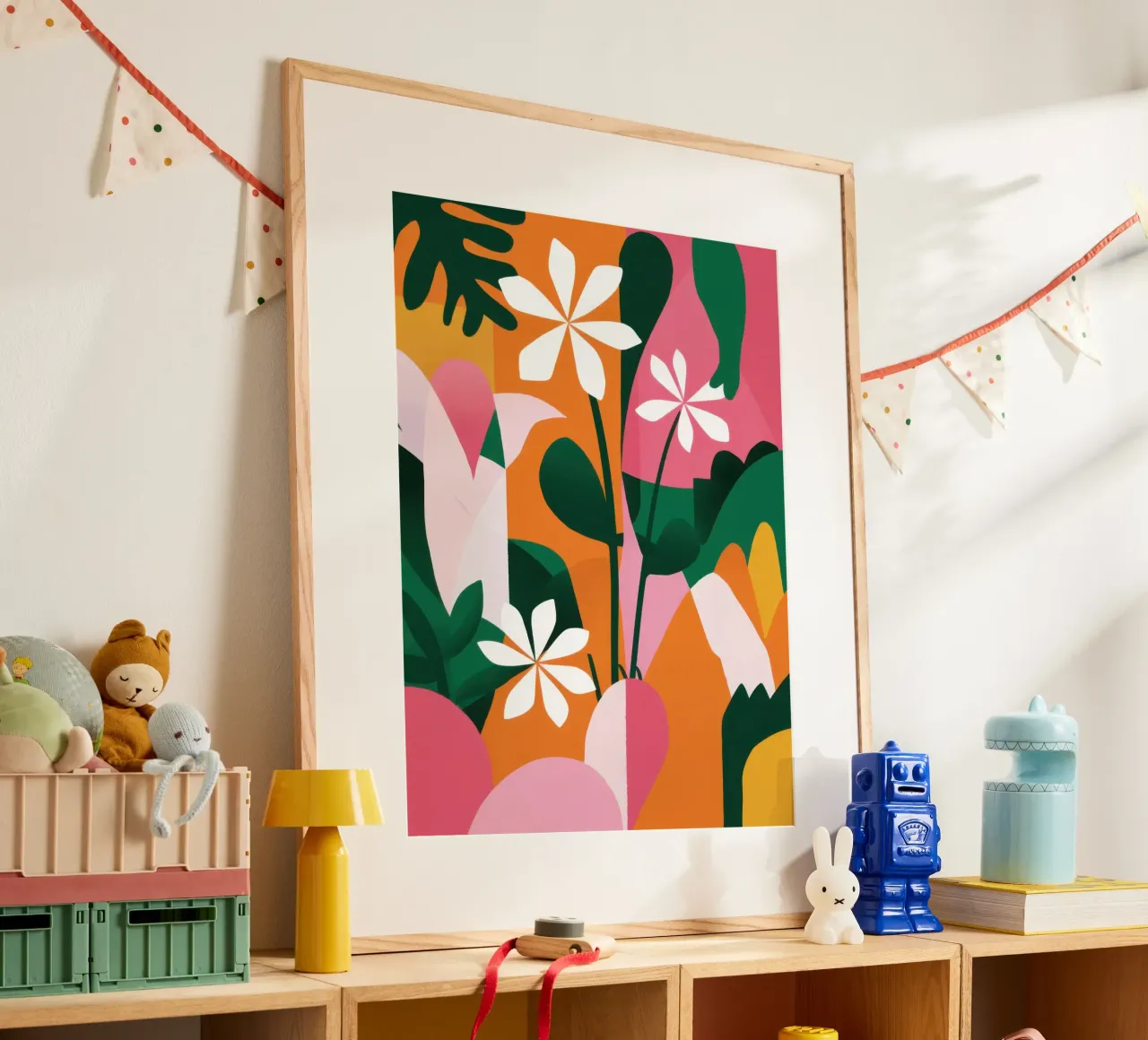Fioritura del giardino di mezzanotte poster con telaio in plastica da Echo Saber