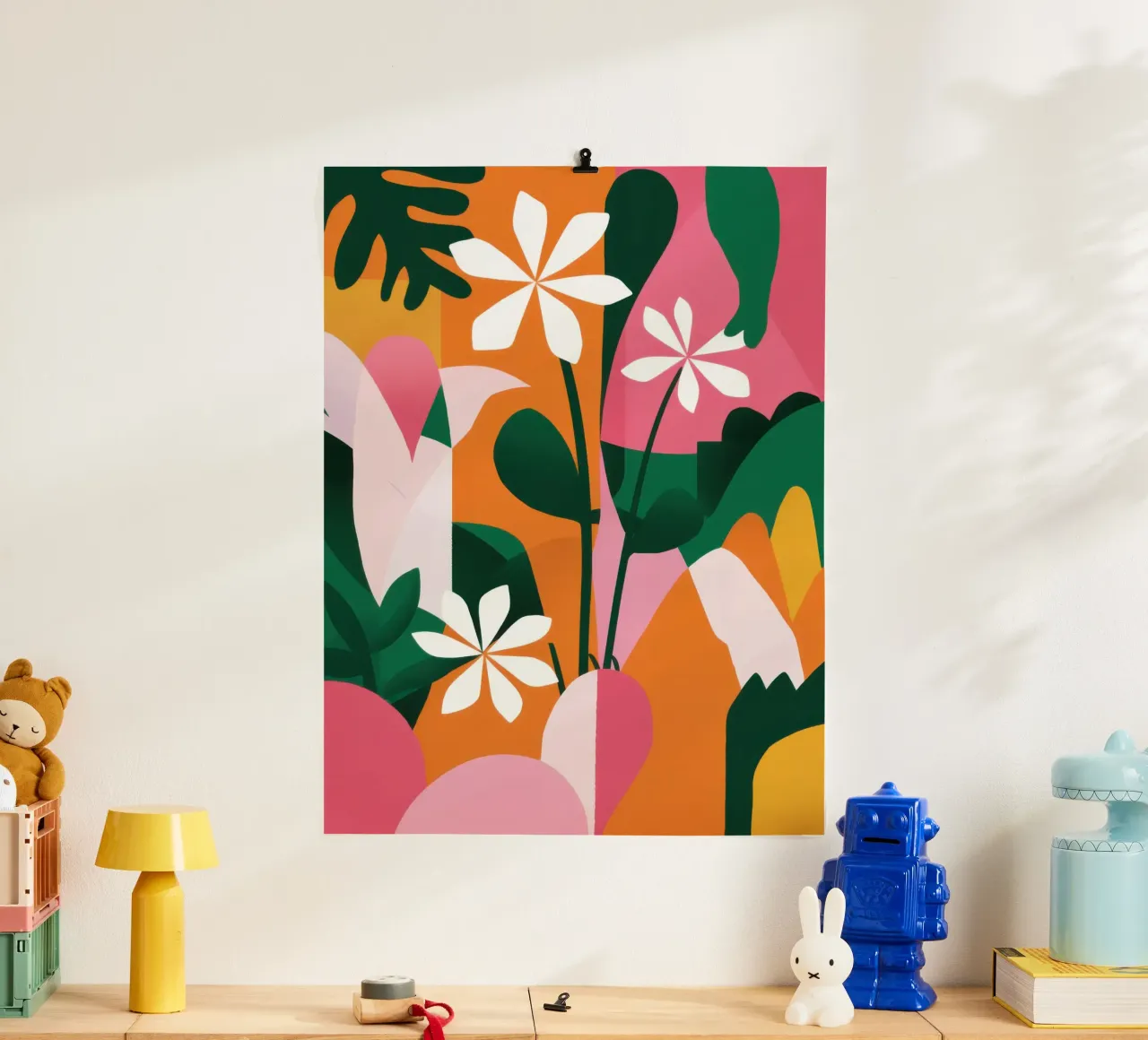 Fioritura del giardino di mezzanotte poster con telaio in plastica da Echo Saber