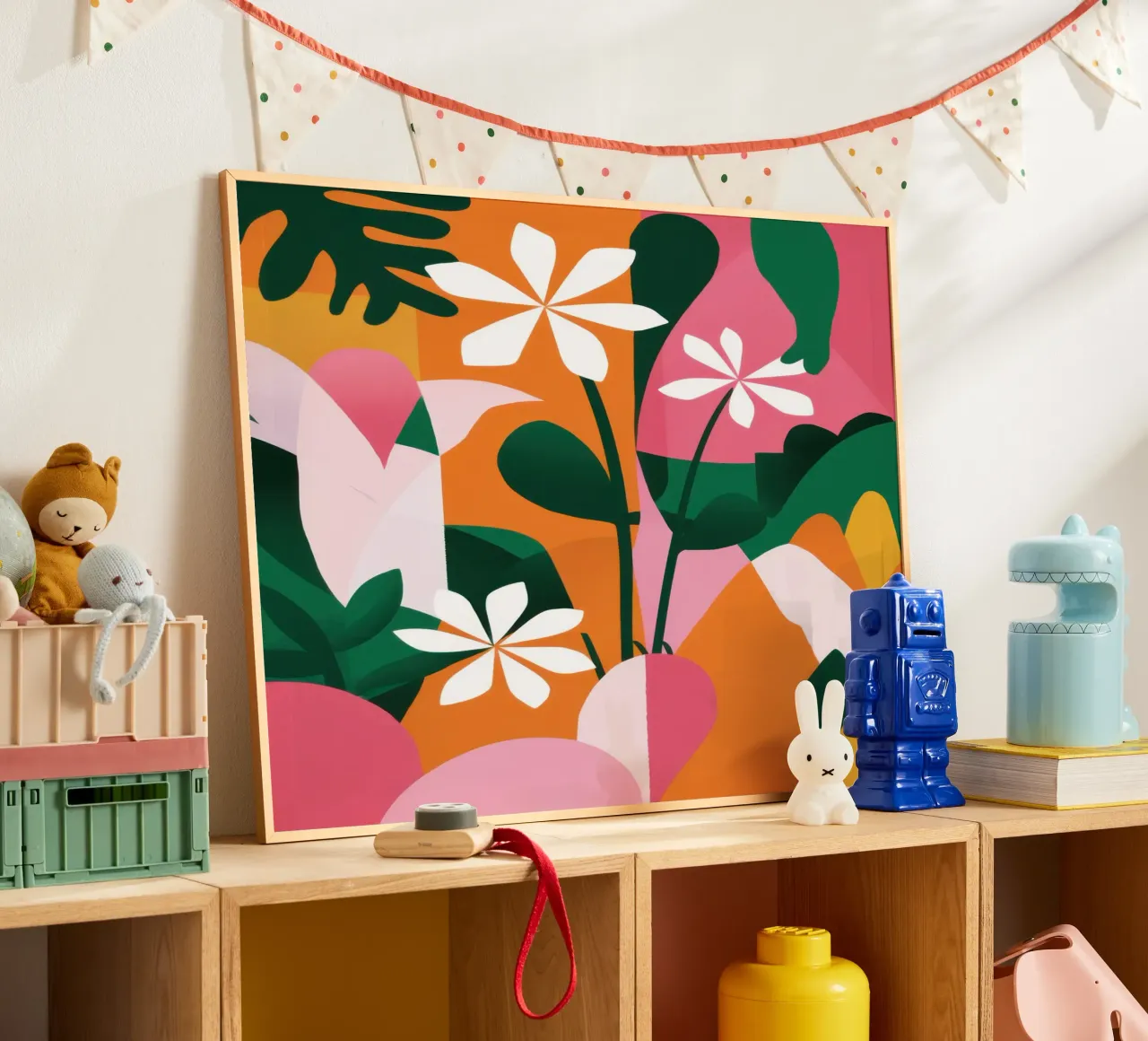 Fioritura del giardino di mezzanotte poster con telaio in plastica da Echo Saber