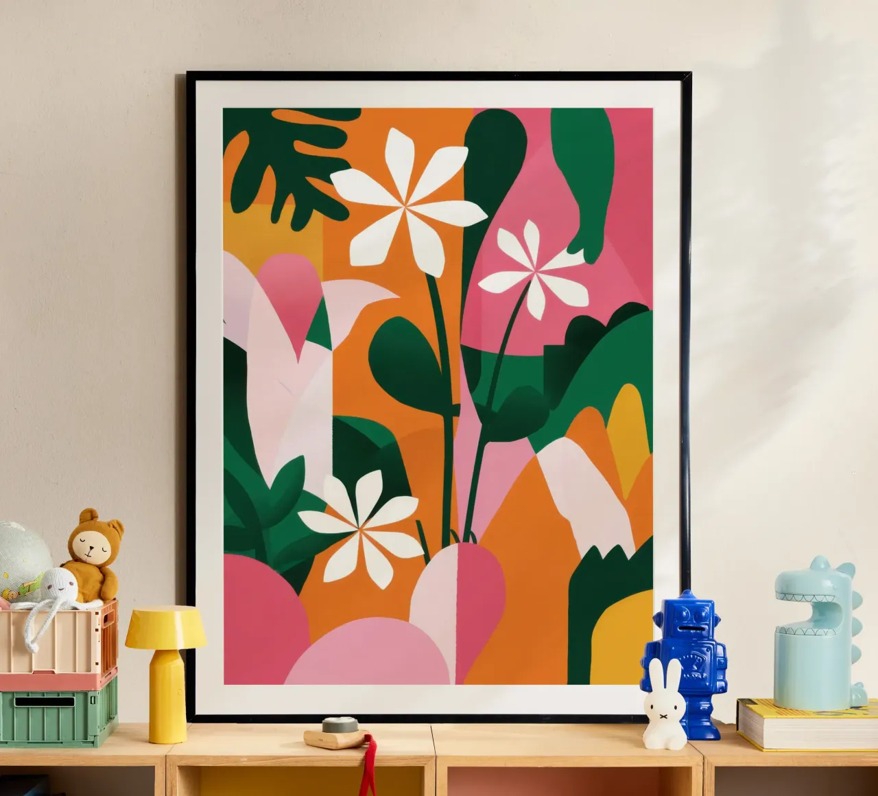Fioritura del giardino di mezzanotte poster con telaio in plastica da Echo Saber
