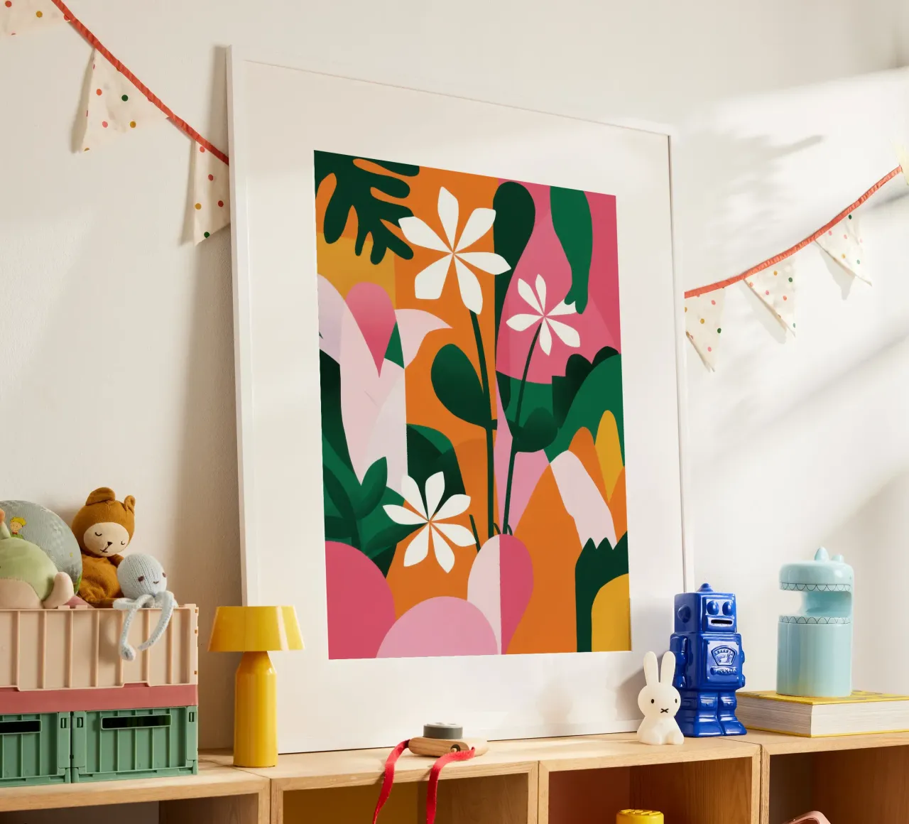 Fioritura del giardino di mezzanotte poster con telaio in plastica da Echo Saber