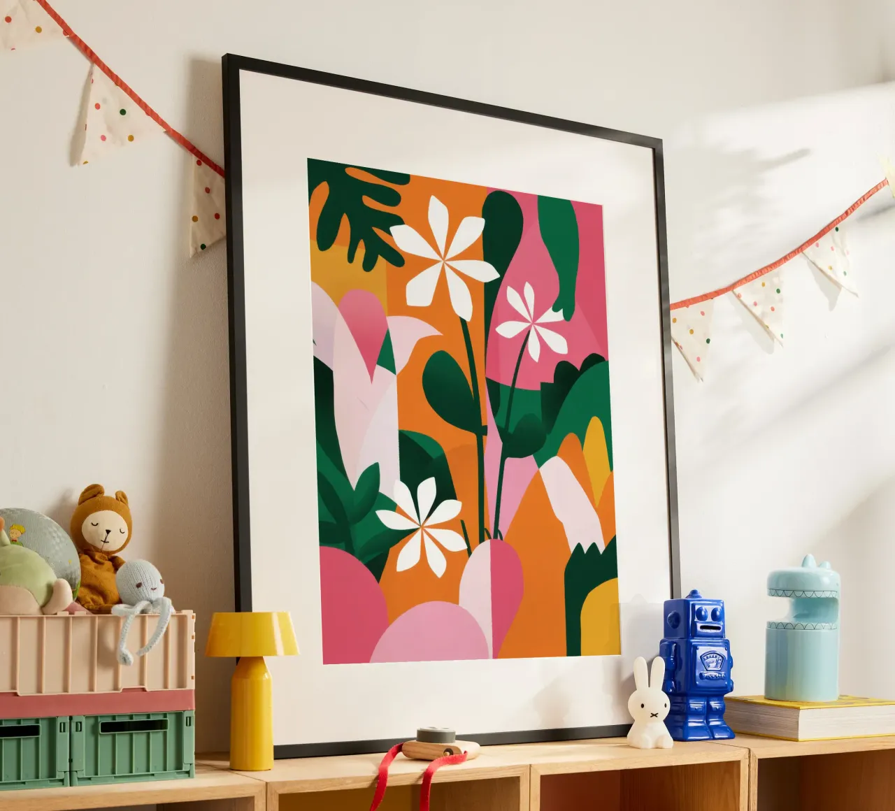 Fioritura del giardino di mezzanotte poster con telaio in plastica da Echo Saber