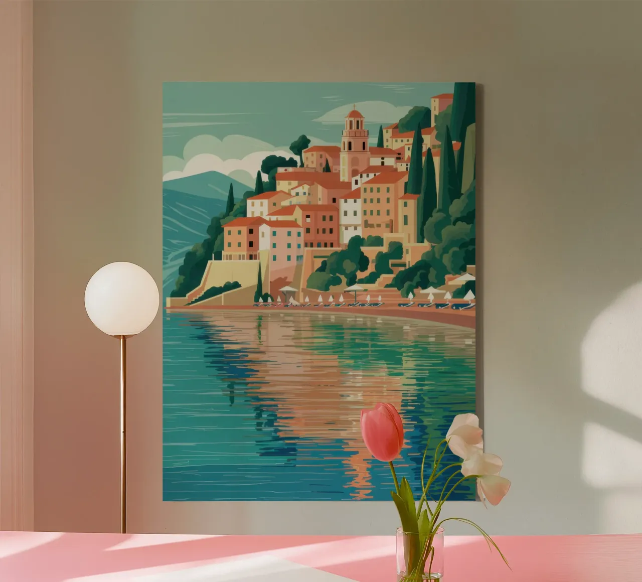 Serene klifhaven canvas met Baklijst van Heaven Craft