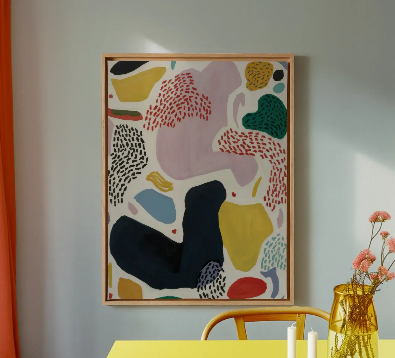 Earthen Abstract Forms canvas with Floater frame by Echo Saber