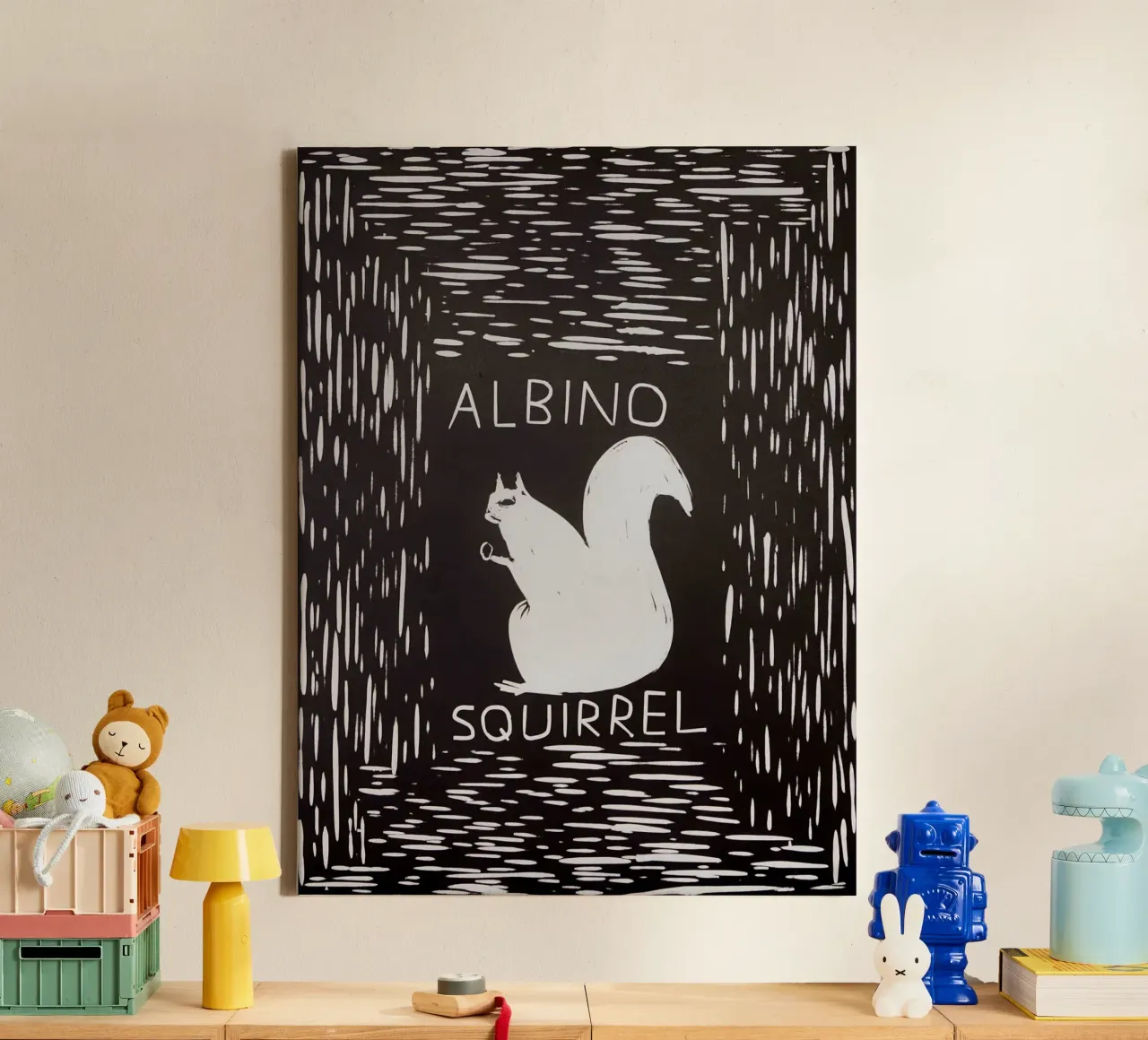 Scoiattolo albino - David Shrigley tela con Cornice a cassetta da ushop god