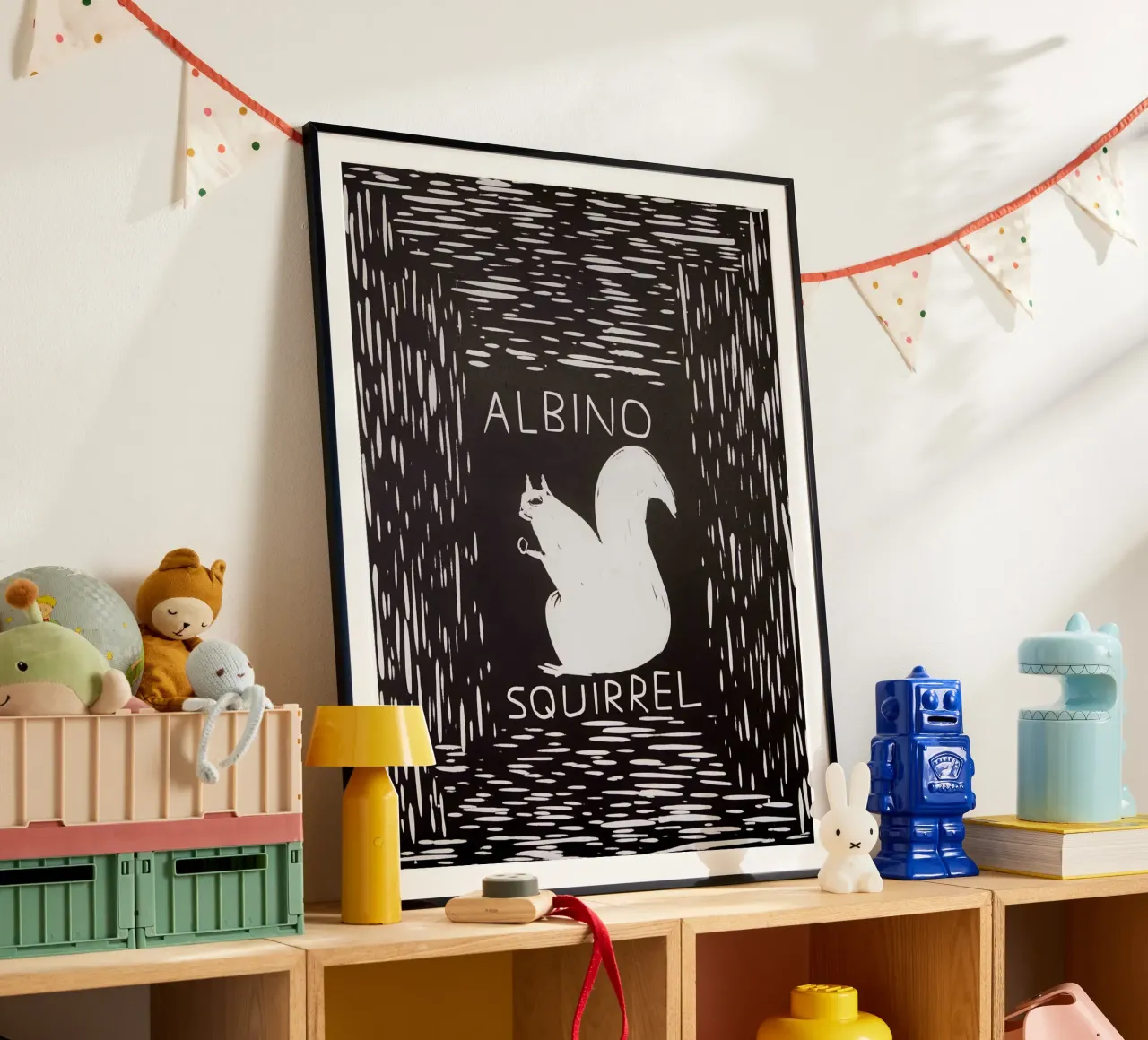 Scoiattolo albino - David Shrigley poster con telaio in plastica da ushop god