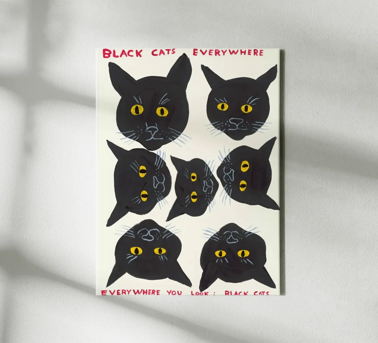 Gatti neri dappertutto ovunque si guardi - David Shrigley tela con Cornice a cassetta da ushop god