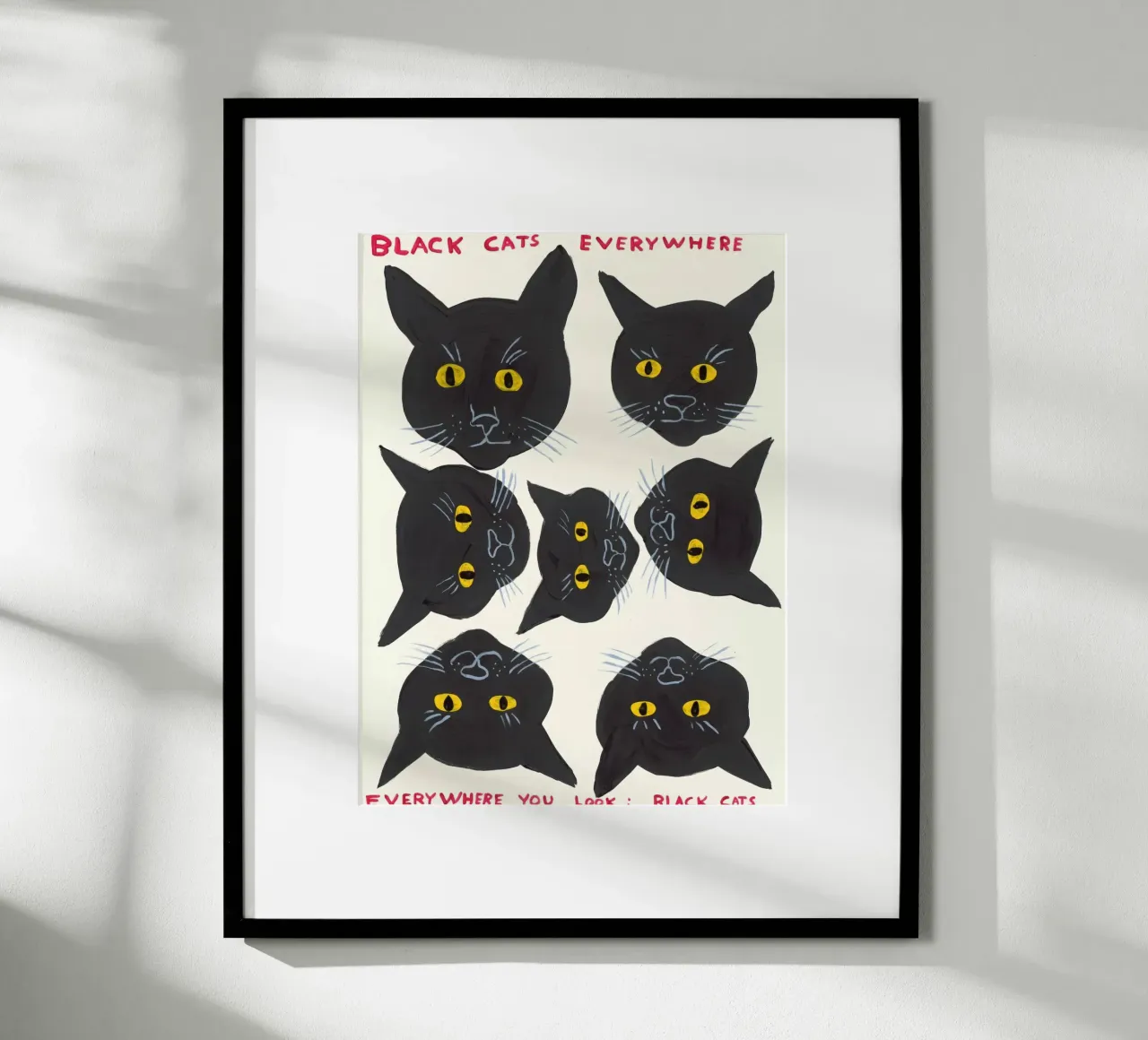 Black Cats Everywhere Everywhere You Look Bl- David Shrigley poster de ushop god