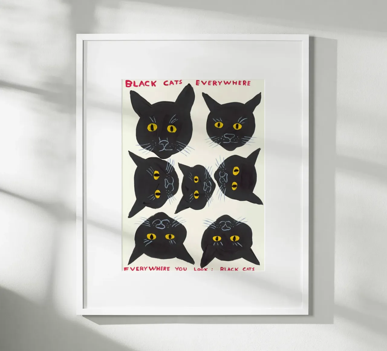 Black Cats Everywhere Everywhere You Look Bl- David Shrigley poster de ushop god