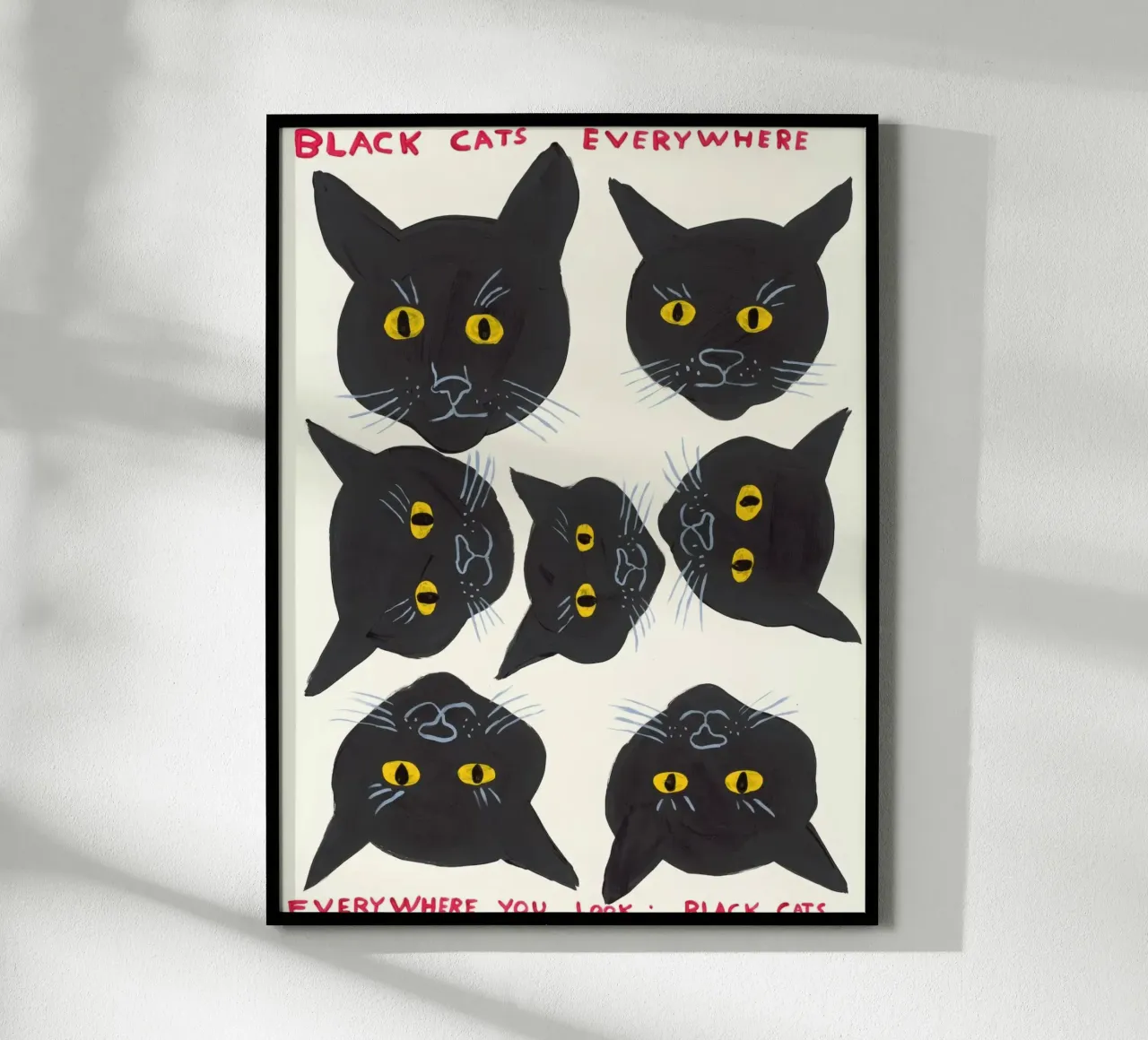 Black Cats Everywhere Everywhere You Look Bl- David Shrigley poster de ushop god