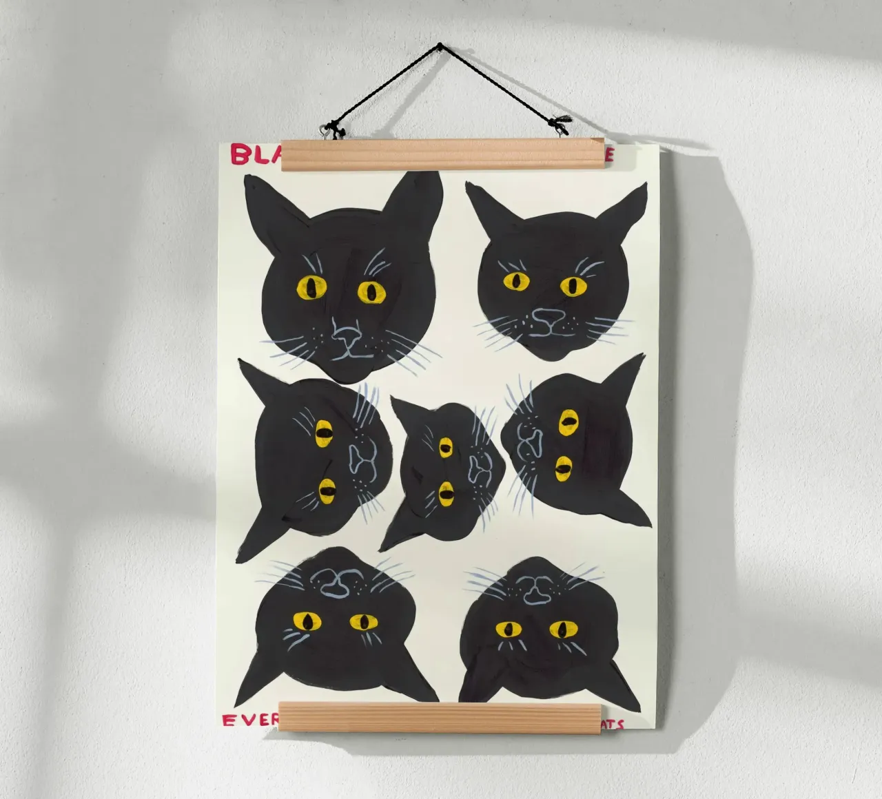 Black Cats Everywhere Everywhere You Look Bl- David Shrigley poster de ushop god