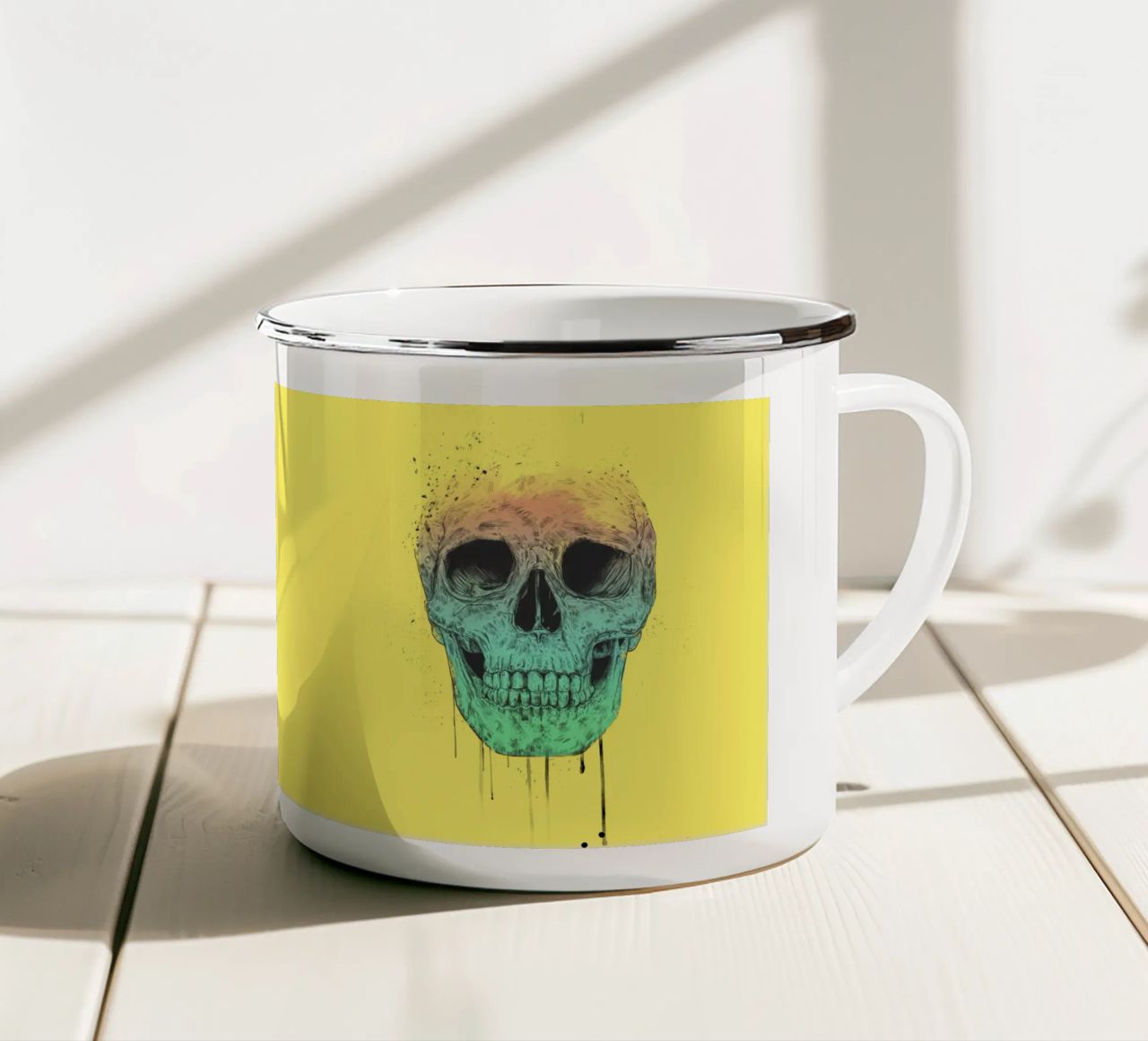 Pop art skull tazza in smalto da Balazs Solti