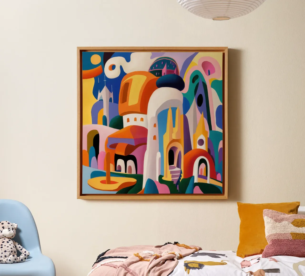 Grillig stedelijk droomlandschap canvas met Baklijst van Heaven Craft