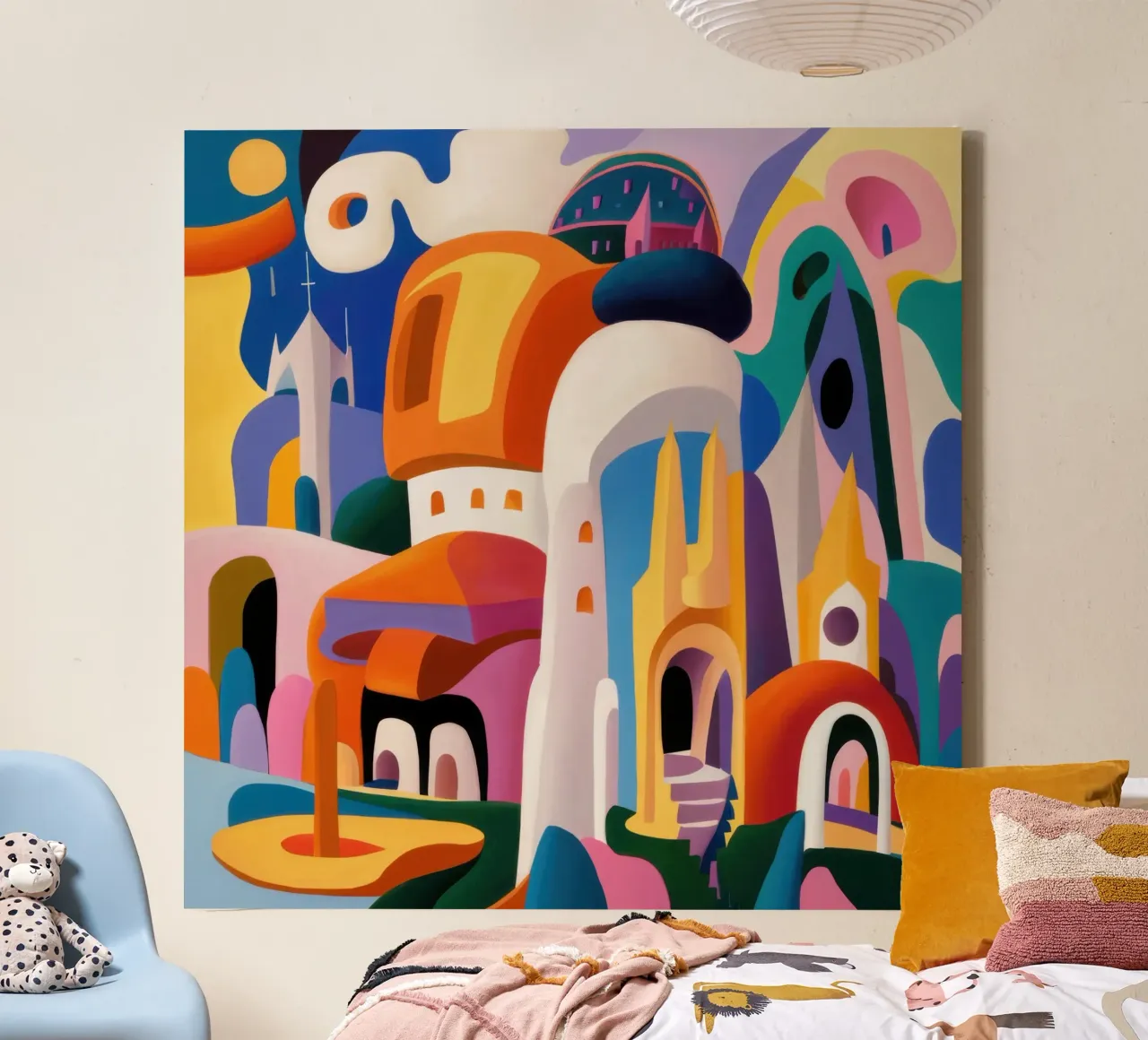Grillig stedelijk droomlandschap canvas met Baklijst van Heaven Craft