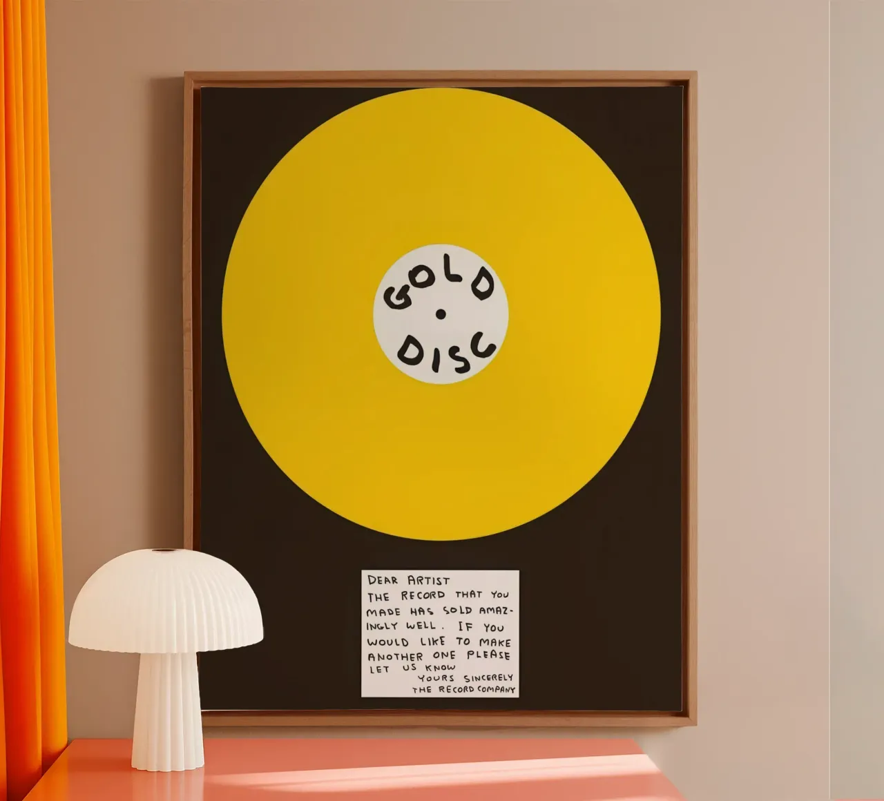 Disco d'oro David SHrigley tela con Cornice a cassetta da ushop god