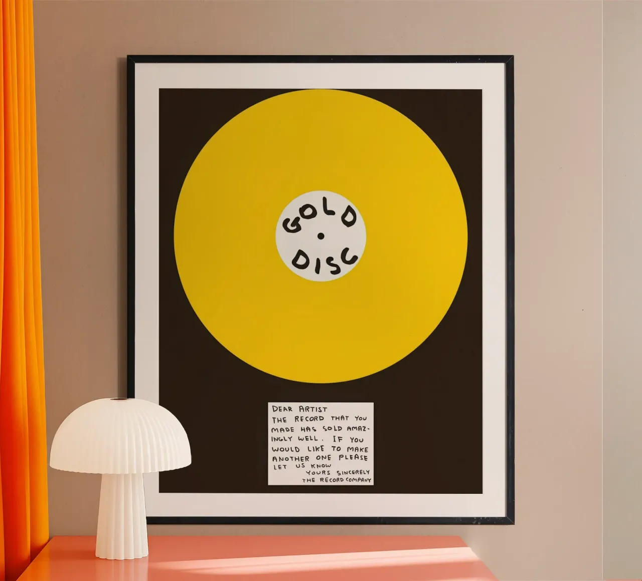 Disco d'oro David SHrigley poster con telaio in plastica da ushop god