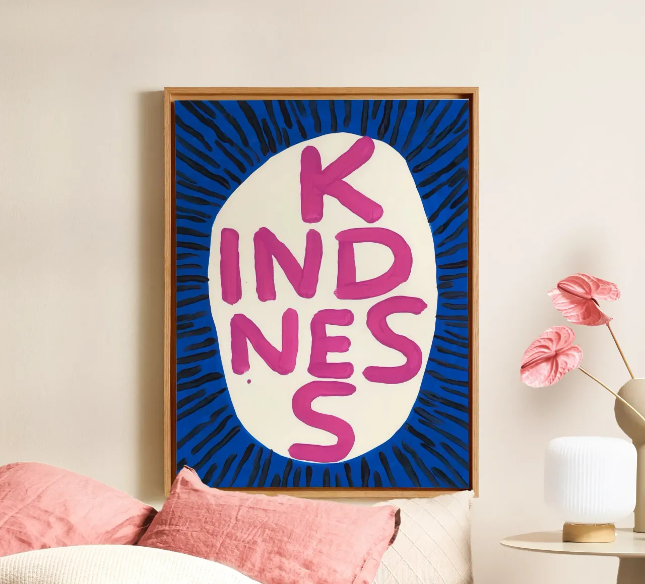 David SHrigley Kindness canvas with Floater frame by ushop god