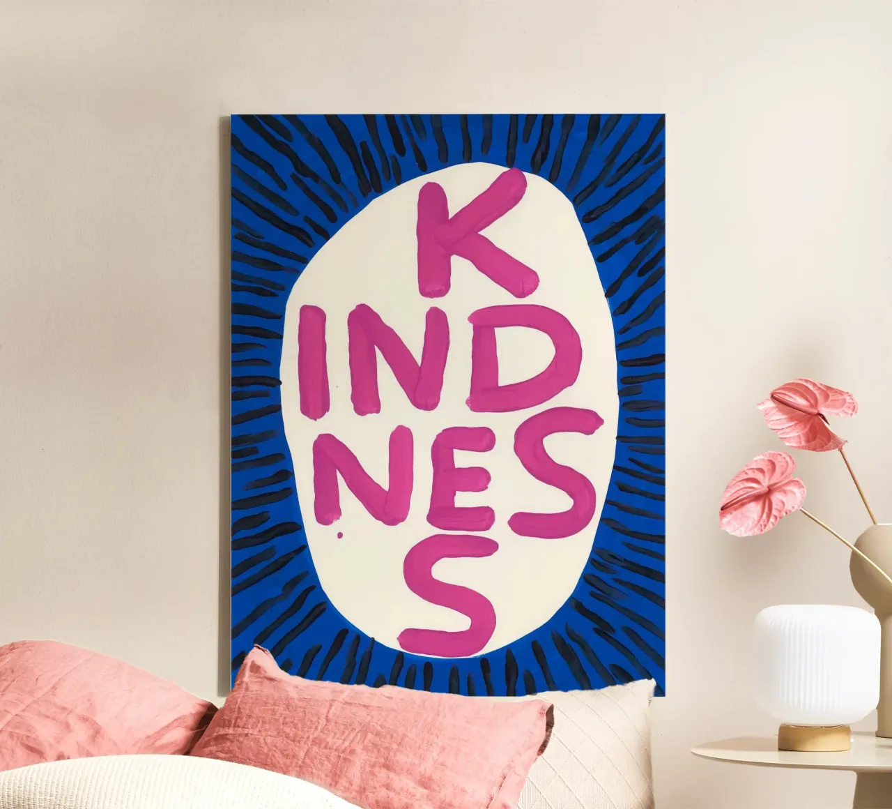 David SHrigley Kindness canvas with Floater frame by ushop god