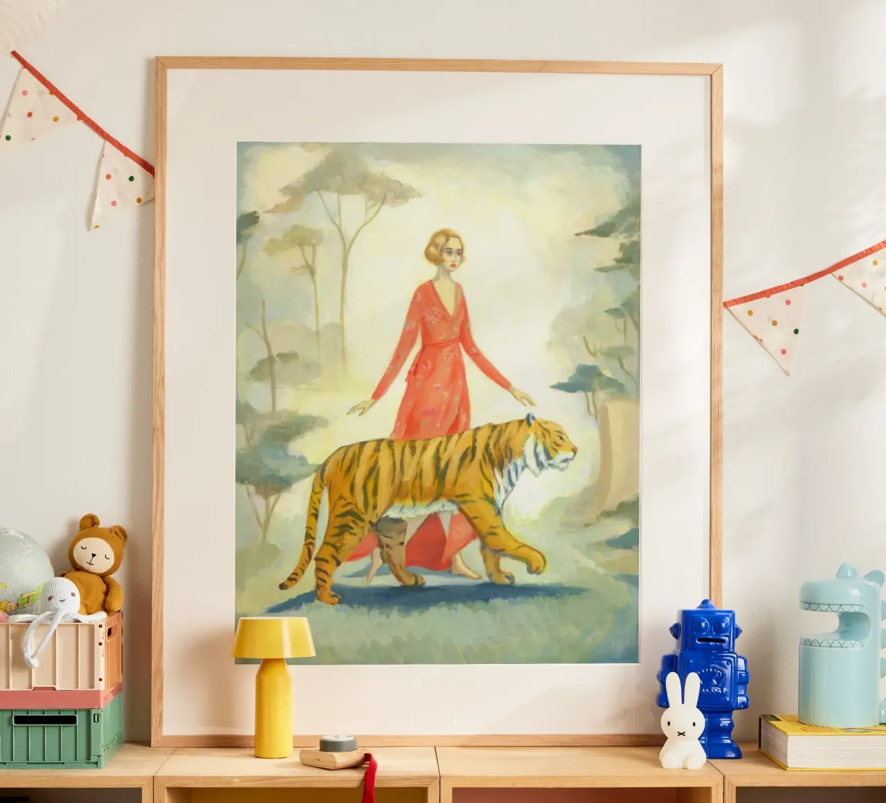 La sposa della tigre - emily winfield martin poster con telaio in legno da Freedasprint