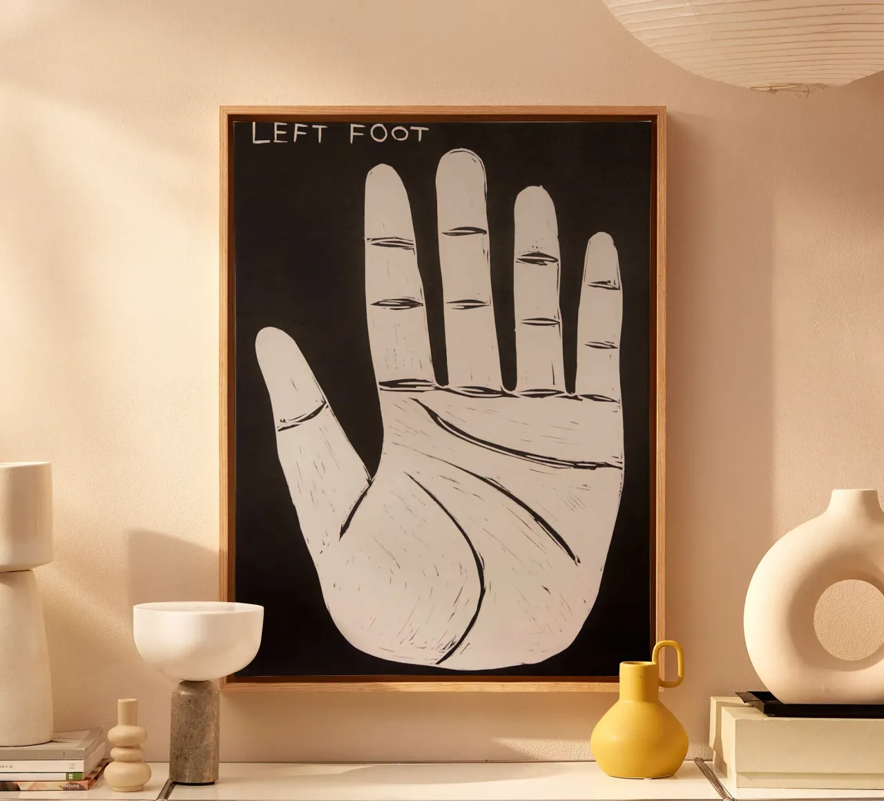Left Foot canvas met Baklijst van ushop god