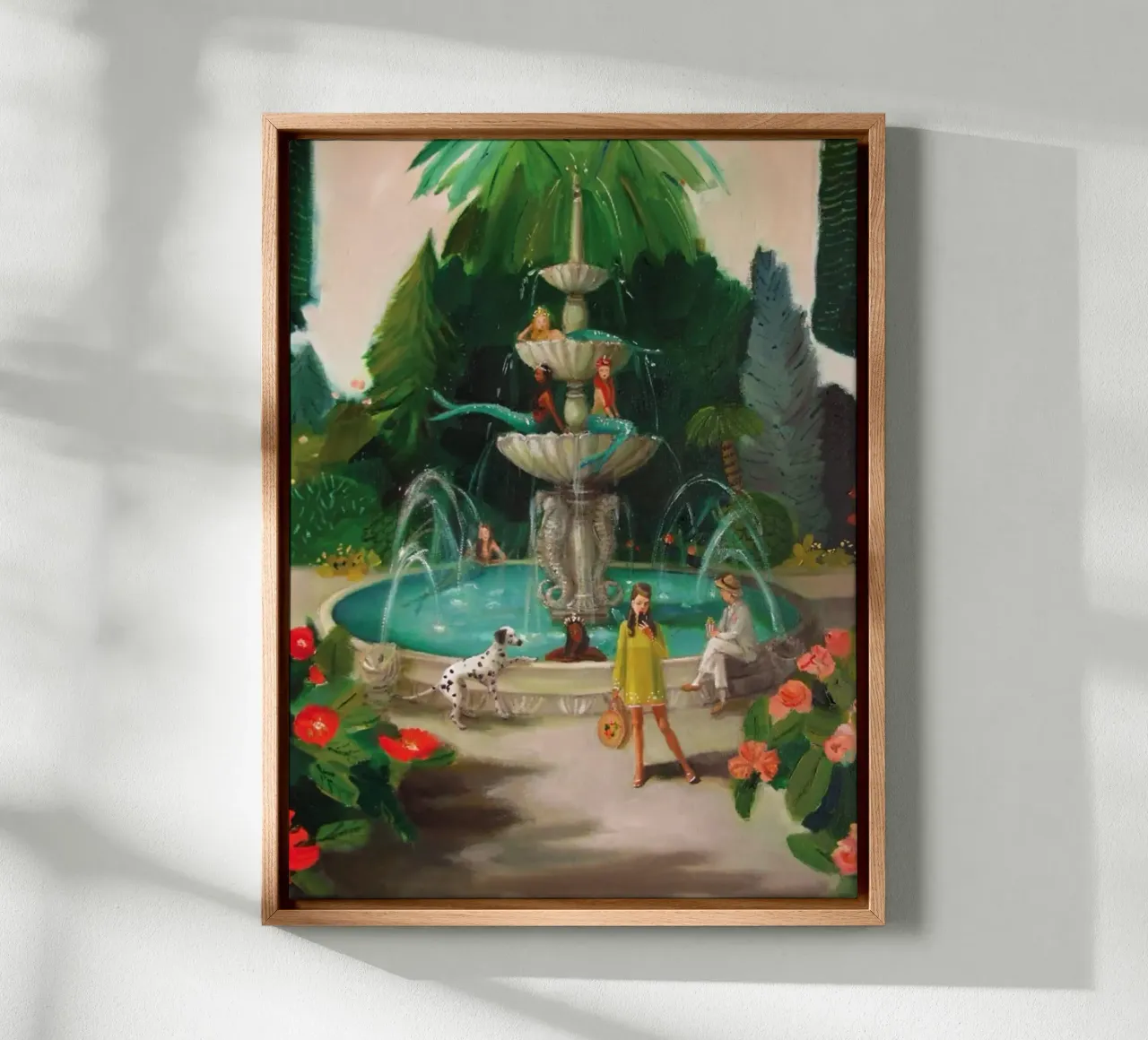 Janet Hill fontein met zeemeermin - Emily Winfield Martin canvas met Baklijst van Freedasprint