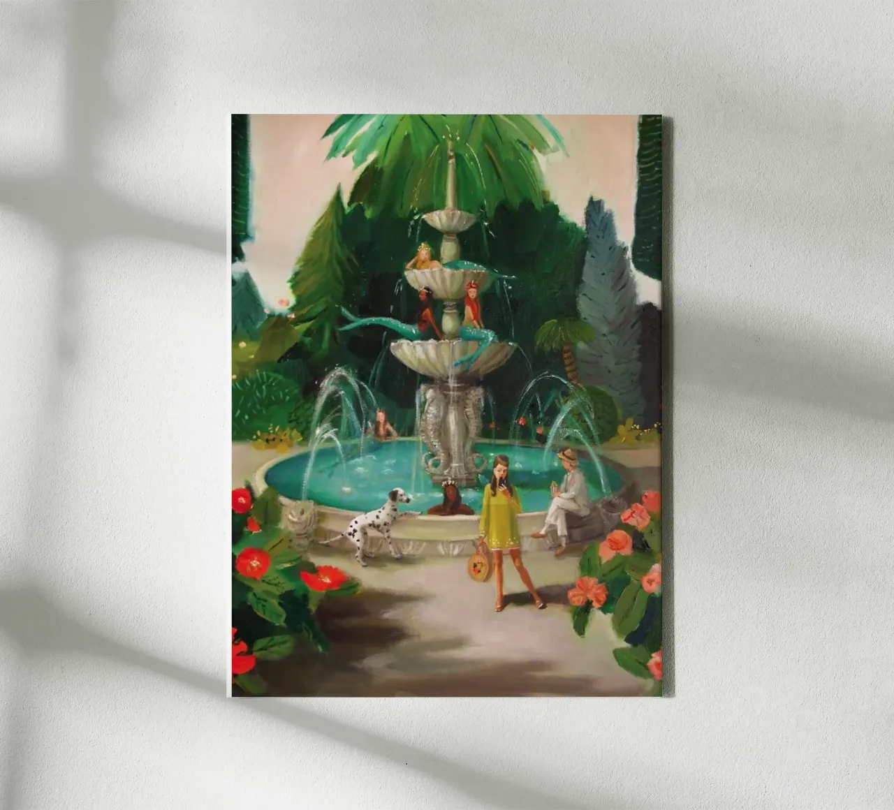 Janet Hill fontein met zeemeermin - Emily Winfield Martin canvas met Baklijst van Freedasprint