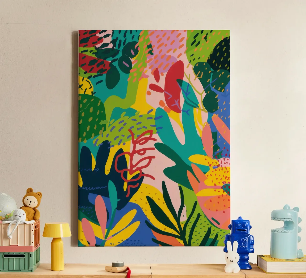 Caleidoscopische vreugde-explosie canvas met Baklijst van Echo Saber