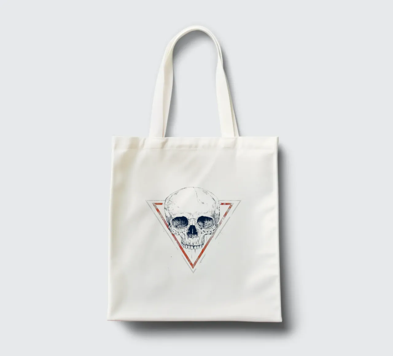 Skull in triangles tote bag by Balazs Solti