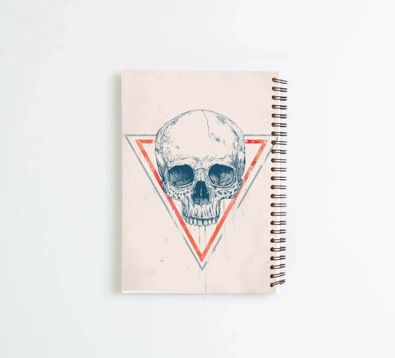 Skull in triangles spiral notebook by Balazs Solti