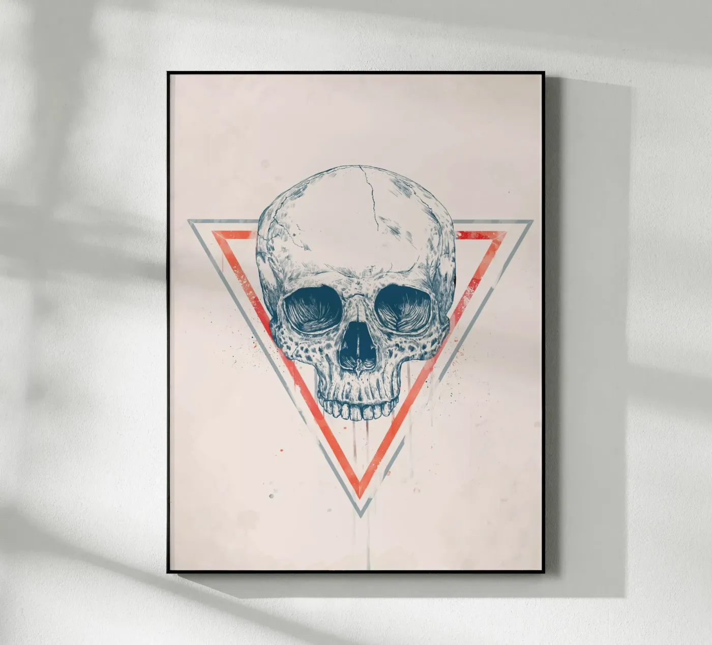 Skull in triangles acryl van Balazs Solti