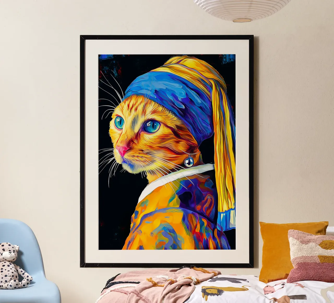 Ragazza gatto con orecchino di perla poster da Fleur de Lys