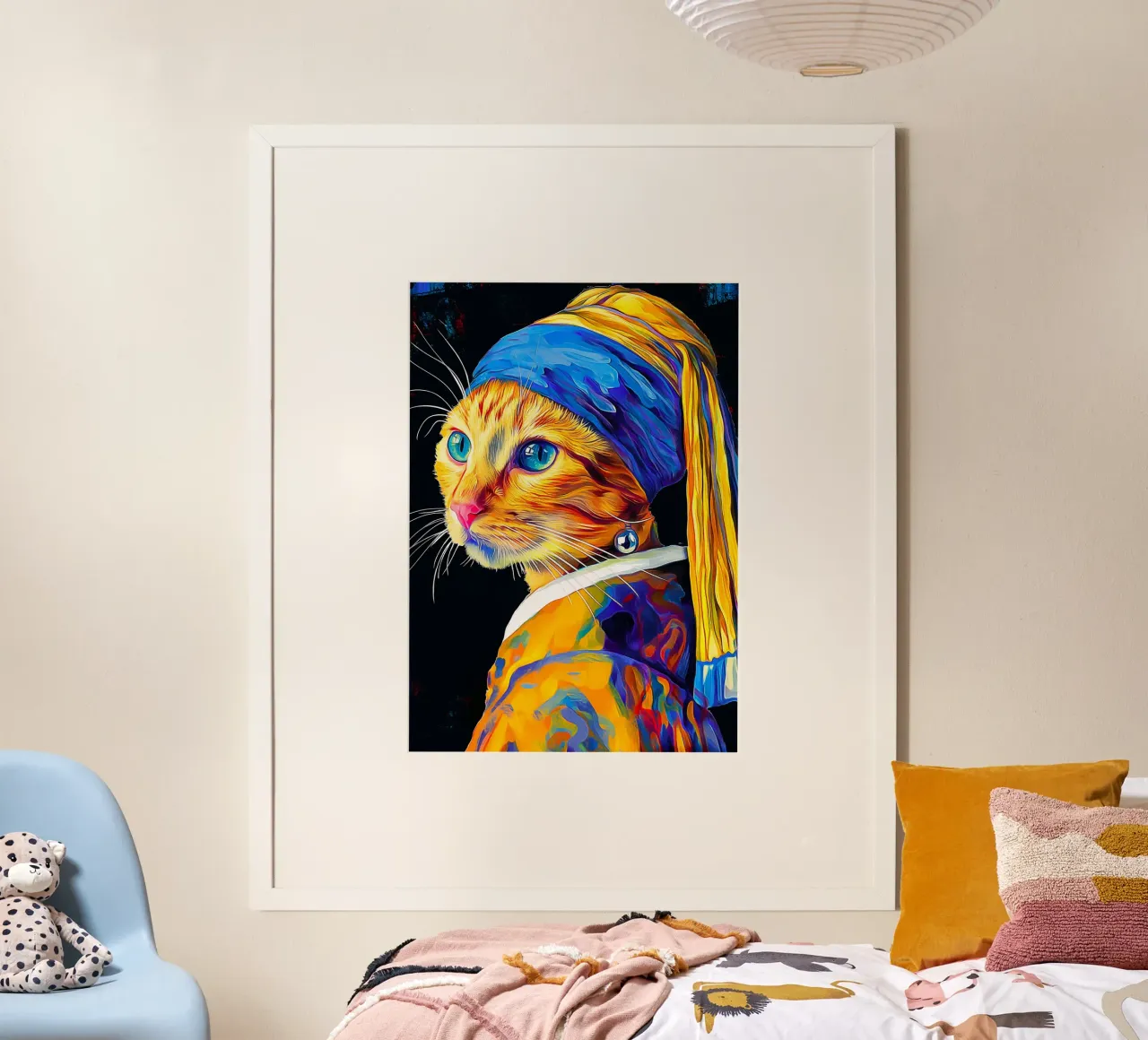 Ragazza gatto con orecchino di perla poster da Fleur de Lys