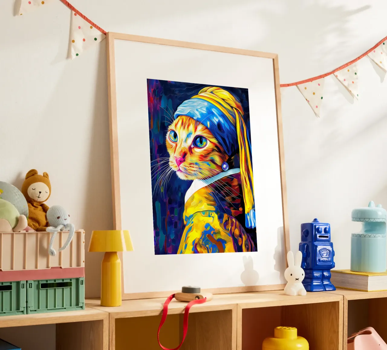 Parodia della Ragazza gatto con orecchino di perla poster da Fleur de Lys