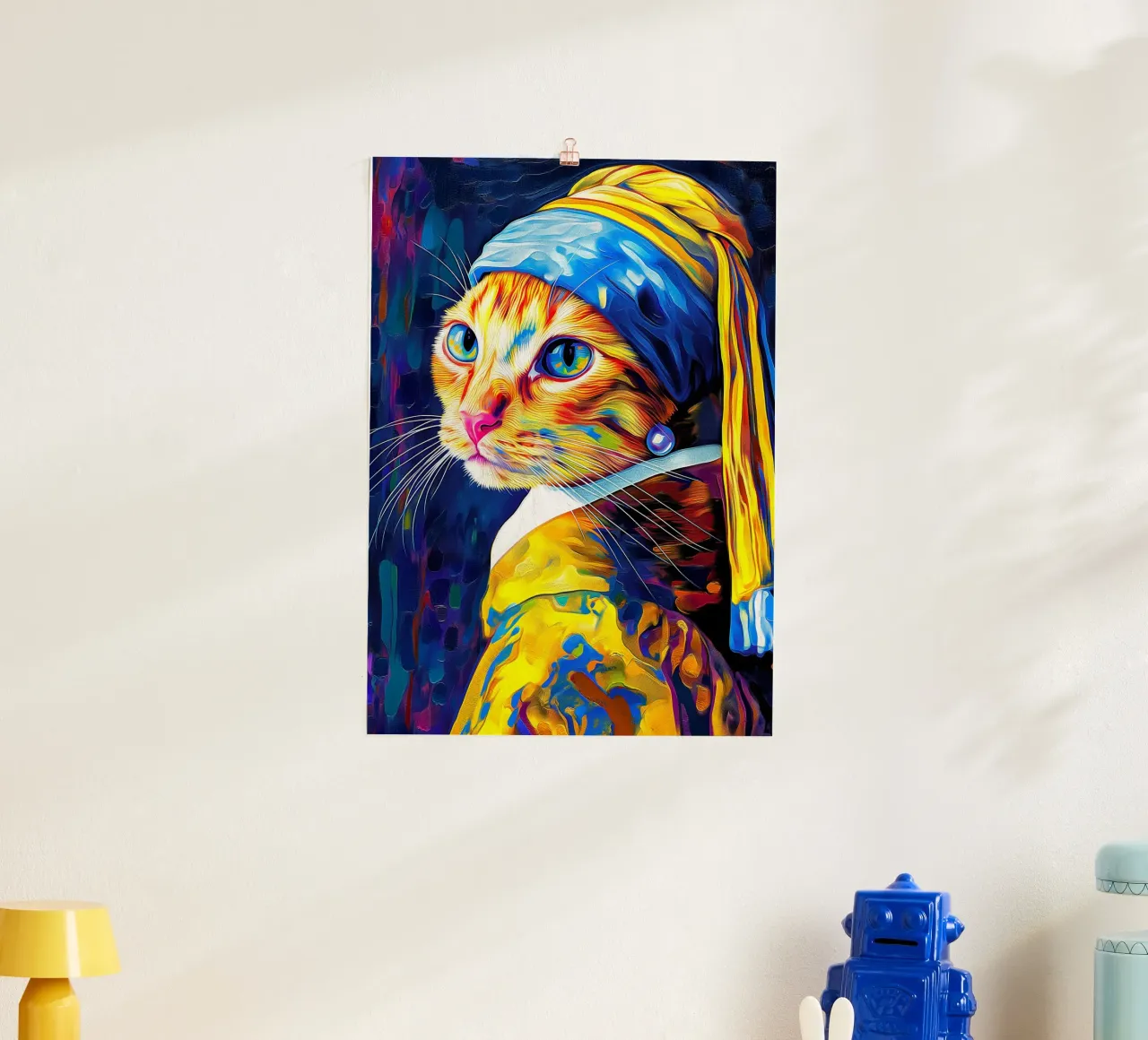 Parodia della Ragazza gatto con orecchino di perla poster da Fleur de Lys