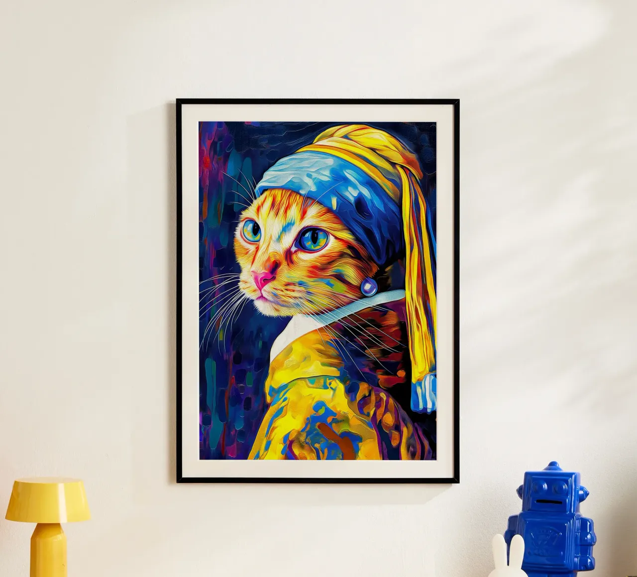 Parodia della Ragazza gatto con orecchino di perla poster da Fleur de Lys
