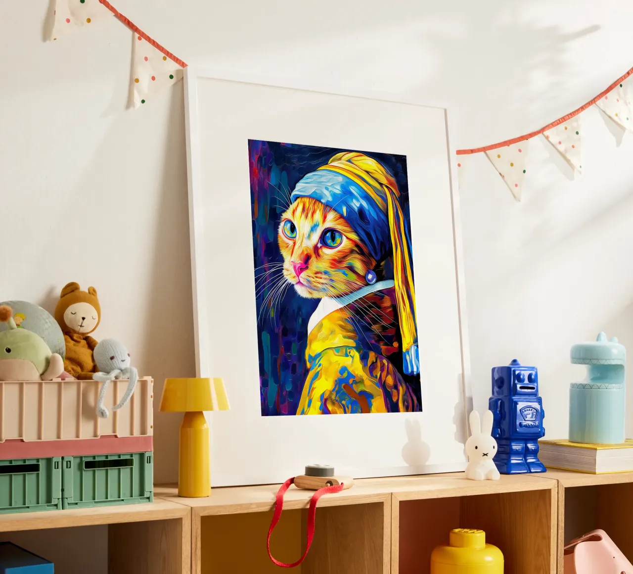 Parodia della Ragazza gatto con orecchino di perla poster da Fleur de Lys