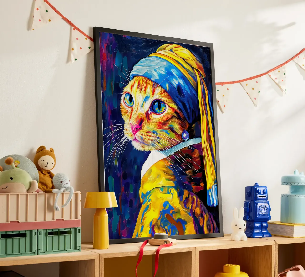 Parodia della Ragazza gatto con orecchino di perla poster da Fleur de Lys