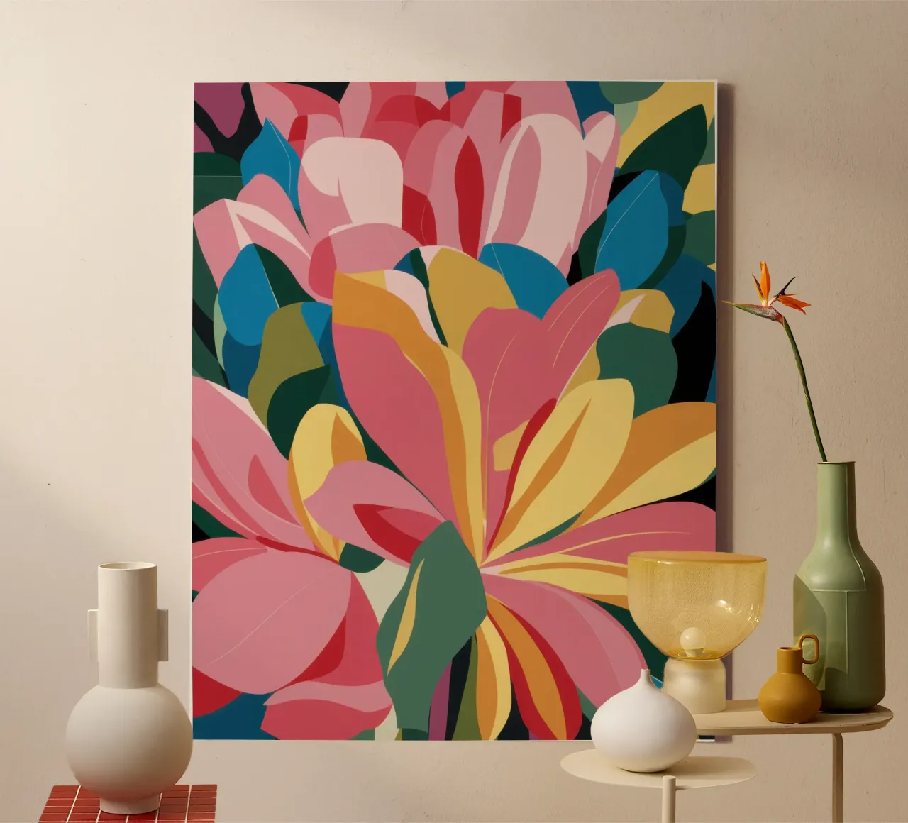 Abstract Petal Bloom canvas with Floater frame by Echo Saber