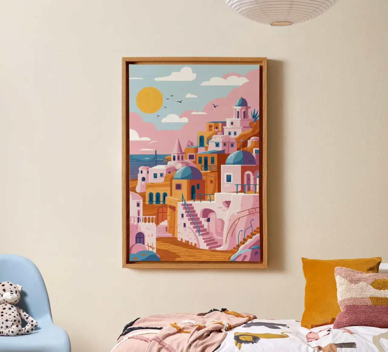Santorini Colour Pop canvas with Floater frame by Echo Saber